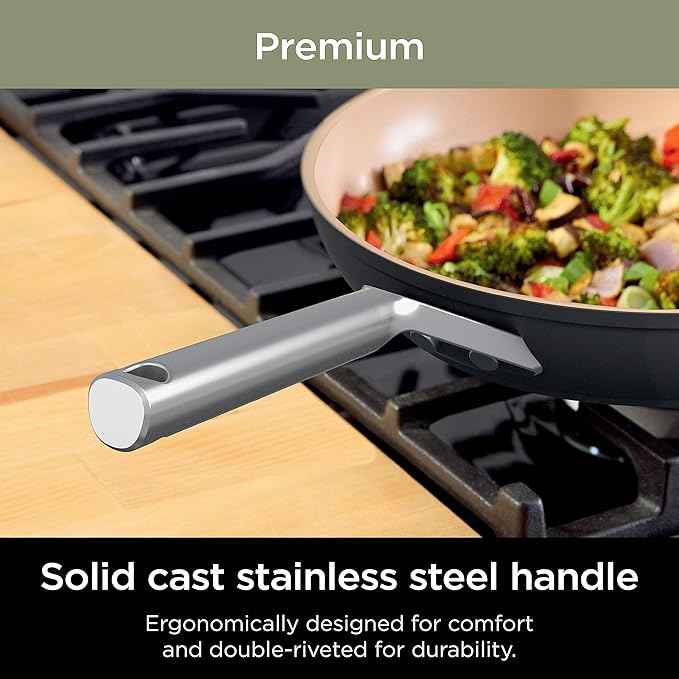 Ninja Pots and Pans Set Non Stick | Extended Life Premium Ceramic Cookware Set | 9-Piece Nonstick | PTFE Free | Oven Safe to 550°F | Induction Compatible | Frying Pan x3 | Cooking Pot x3 | CW99009