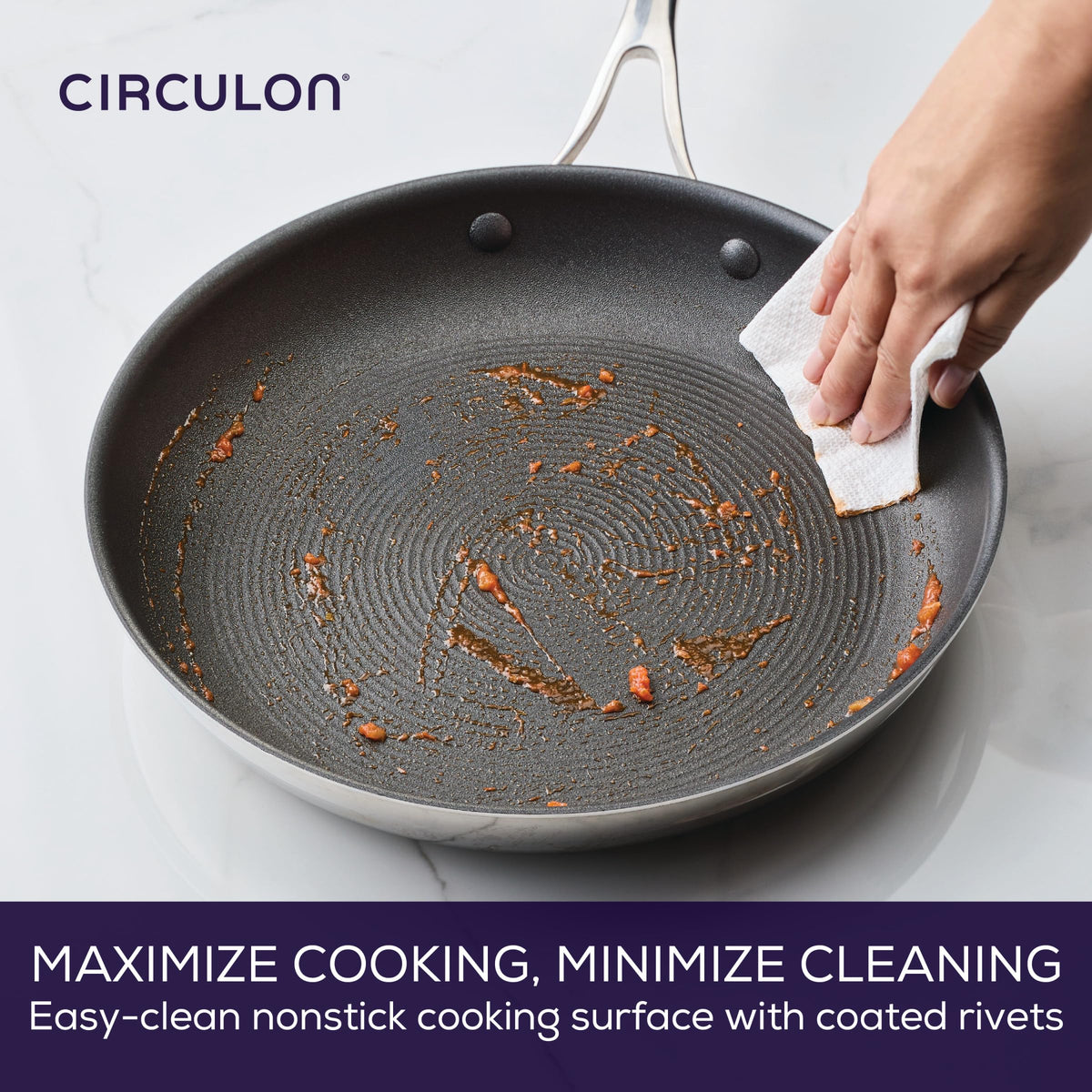 C1 Series Clad Stainless Steel with ScratchDefense Technology Cookware Nonstick Induction Frying Pan (12.5-Inch)