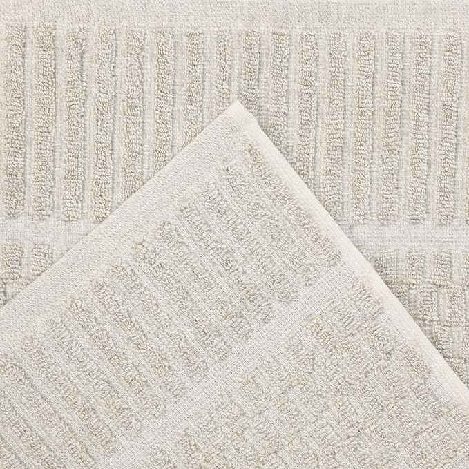 Superior Juno Viscose Cotton Blend Medium Weight Towels, for Bathroom, Shower, Spa, Plush, Quick Dry, Ultra-Soft Towels, Bath Essentials, Border Detail, Bath Towels, Set of 2, Beige