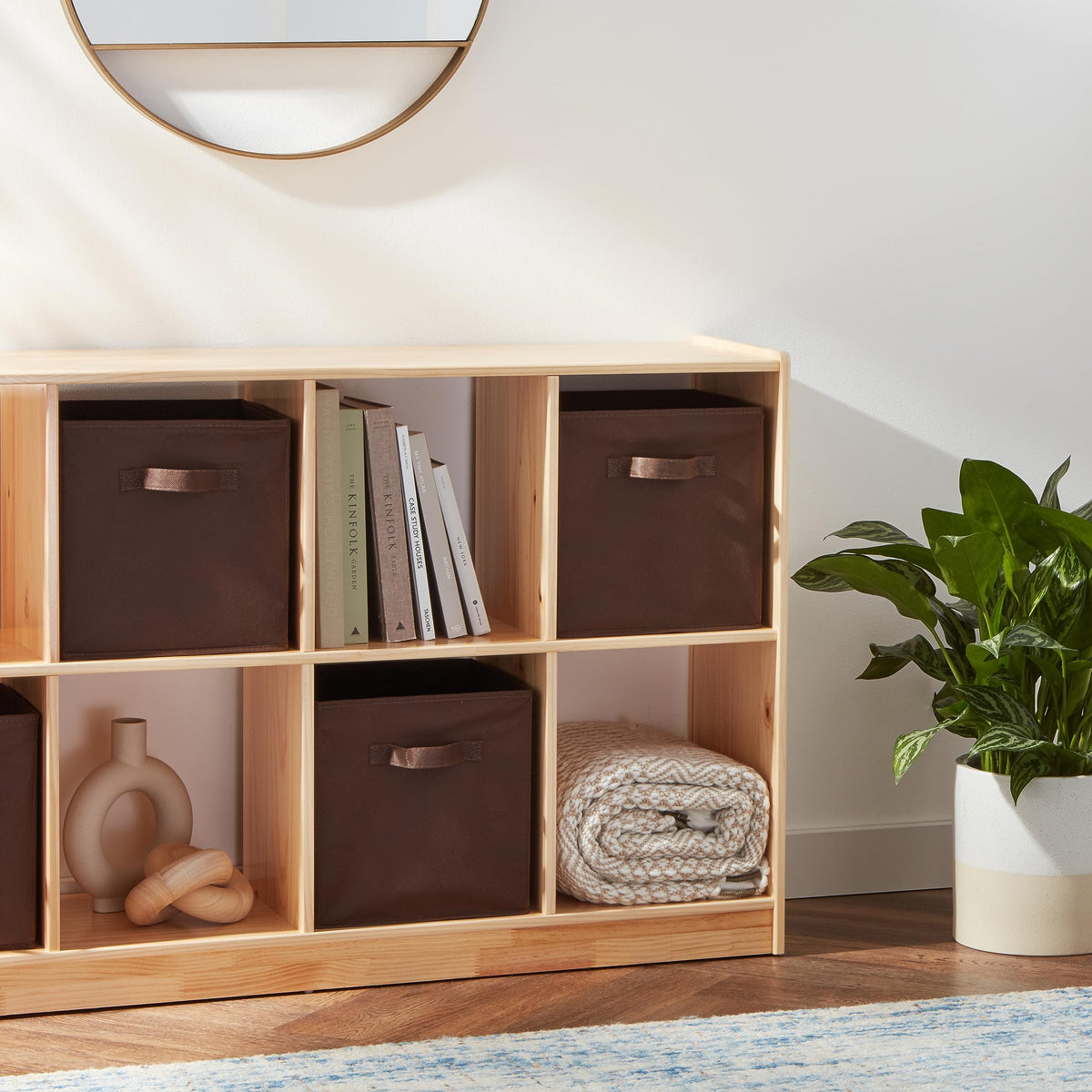 Collapsible Fabric Storage Bins with Handles (Brown / 10.5"x10.5"x11")