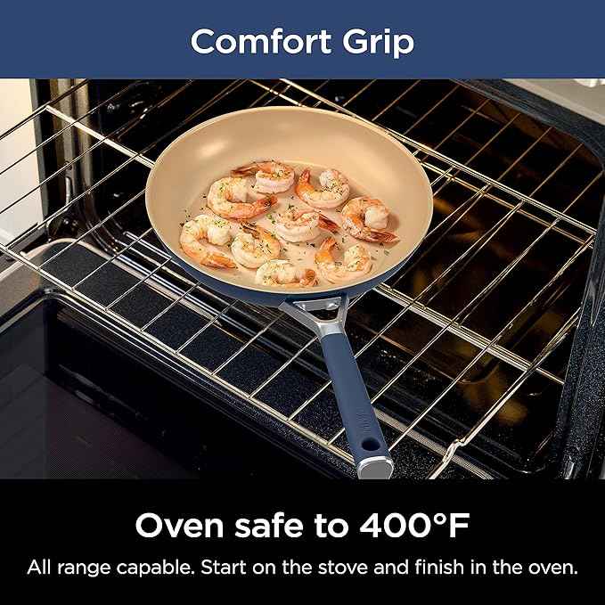 Ninja Ceramic Cookware Set, Extended Life 11-Piece Kitchen Cookware Sets with Comfort Grip, Nonstick Fry Pans, Pots, PTFE Free, Oven & Dishwasher Safe, Stovetop Compatible, Navy Blue, CW49011