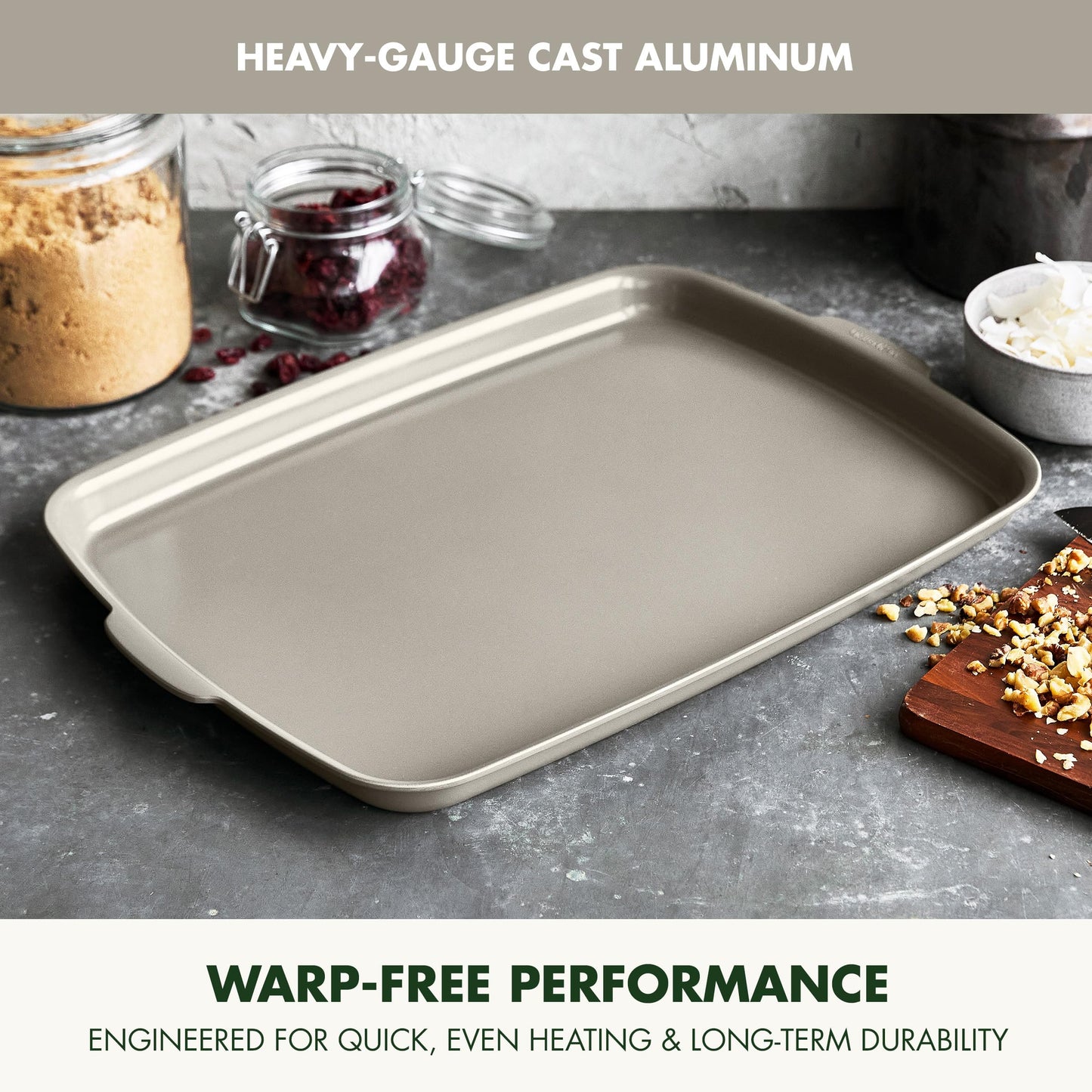 Premiere Ovenware Healthy Ceramic Nonstick 18" x 13" Half Rectangular Baking Pan (18" x 13" Half Sheet Pan / Taupe)