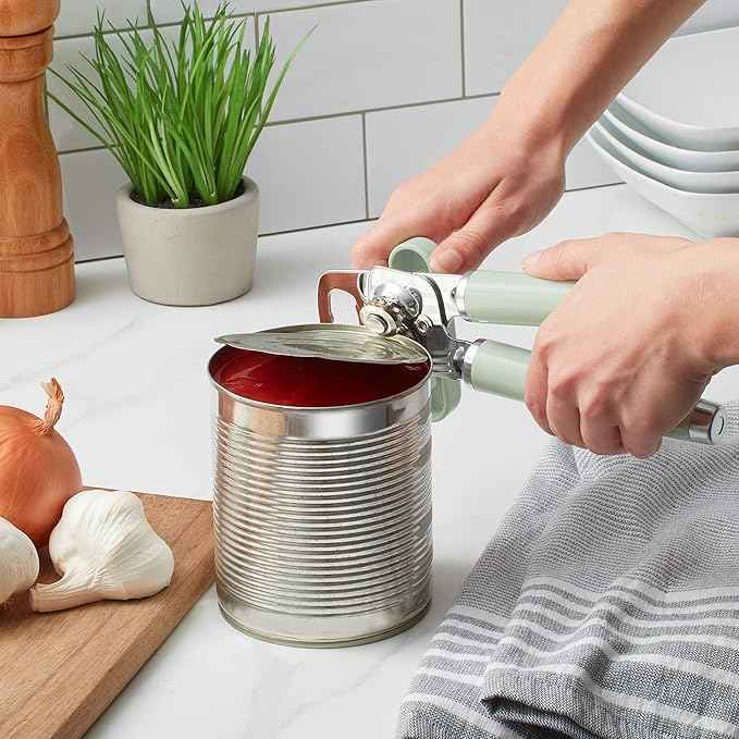 KitchenAid Classic Multifunction Can Opener and Bottle Opener Easy to Use, Razor Sharp Stainless Steel Cutting Wheel, Soft Ergonomic Handles, Pistachio
