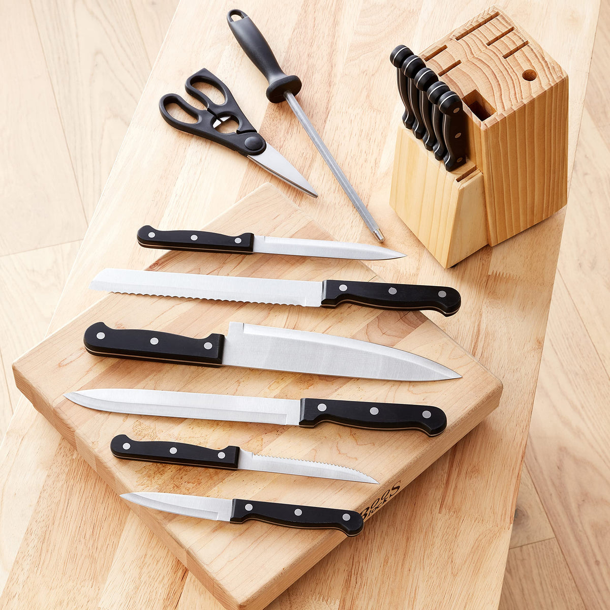 14 Piece High Carbon Stainless Steel Kitchen Knife Set with Full Tang Construction