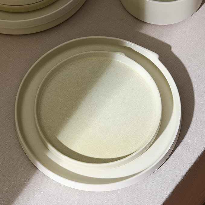 Stone Lain Bao 4-Piece Salad Plate Set Stoneware, Beige