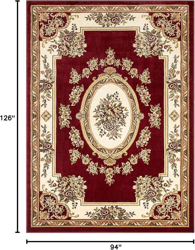 Well Woven Pastoral Medallion Red French European Formal Traditional Area Rug (7'10" x 10'6") Contemporary Floral Thick Soft Plush Living Dining Room Rug