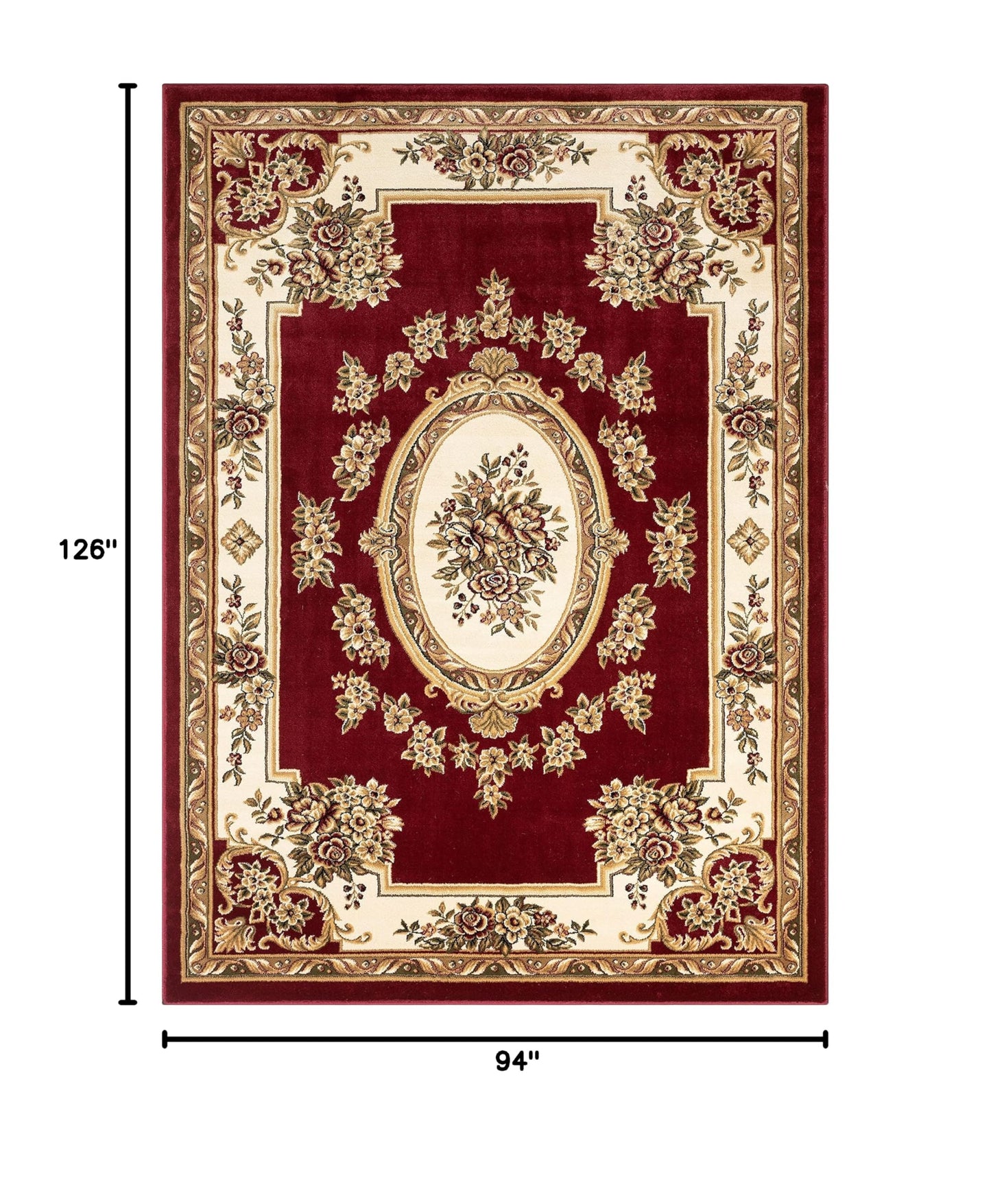 Pastoral Medallion Red French European Formal Traditional Area Rug (7'10" x 10'6" (Rectangular) / Red)