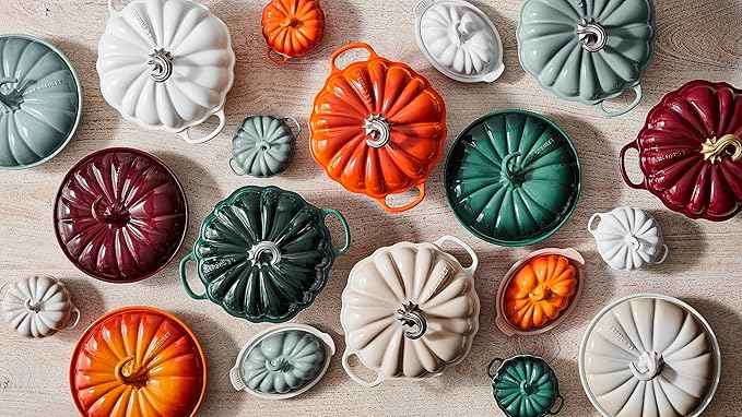 Le Creuset Stoneware Figural Pumpkin Baker with Lid, 9", White
