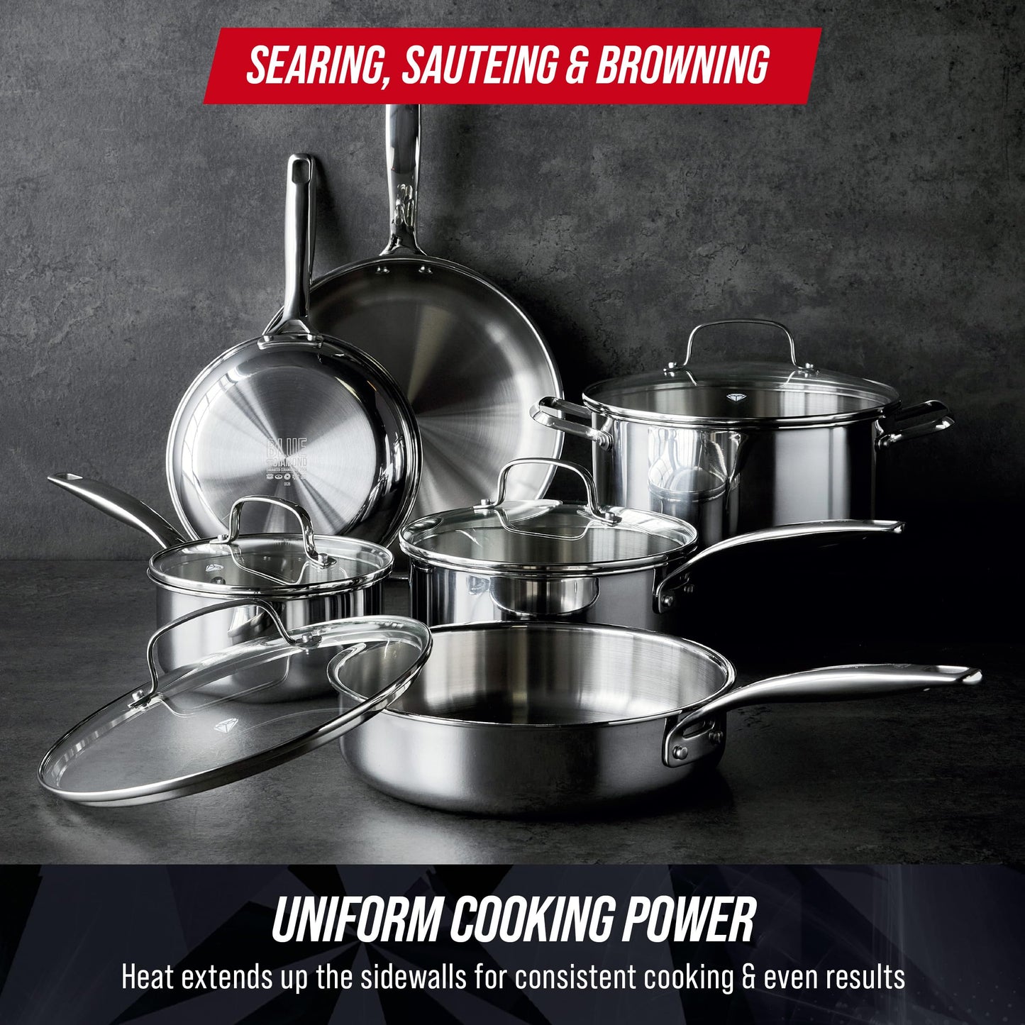 Pro Steel 10 Piece Tri (10 Piece Cookware Set)