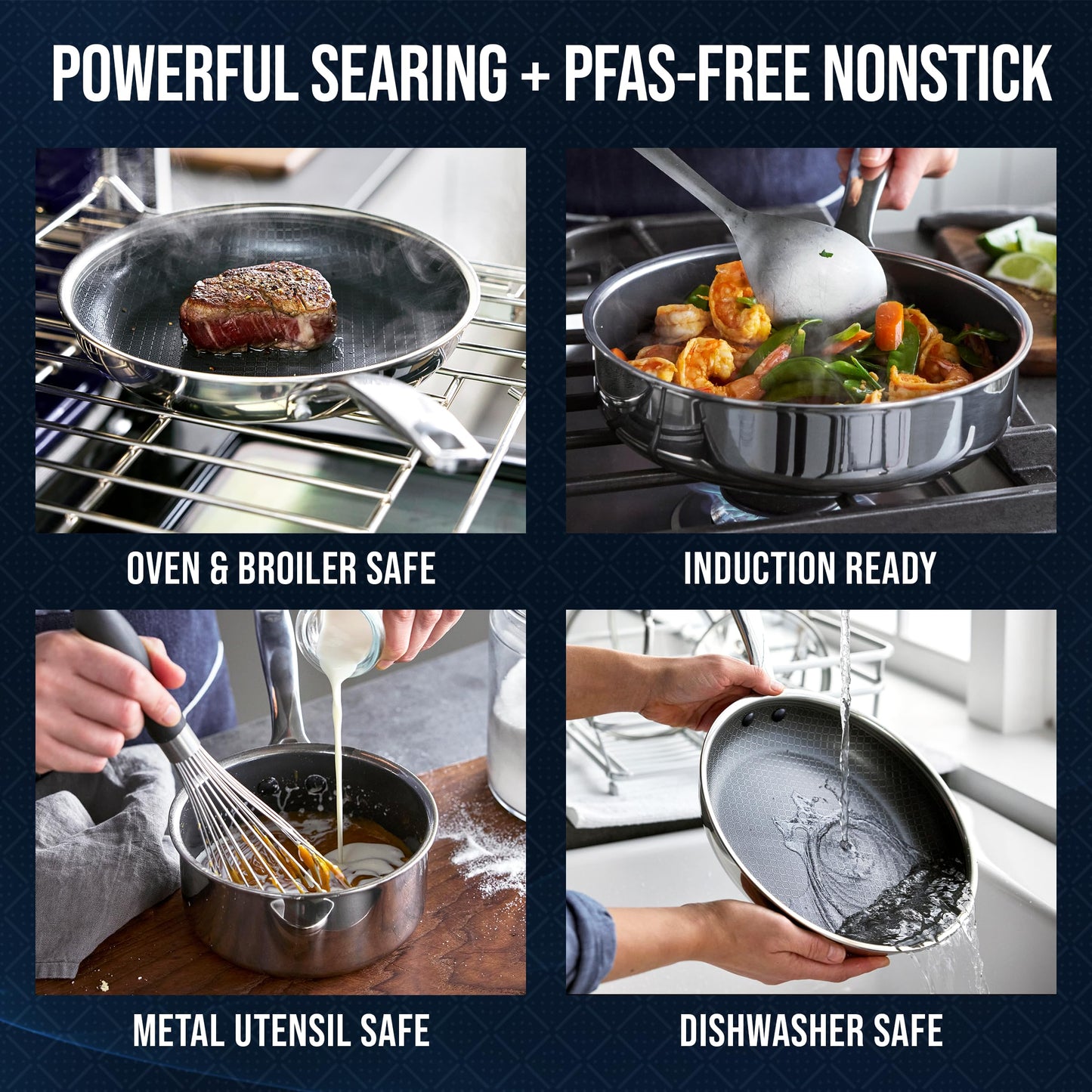 Hybrid 12 Piece Stainless Steel Nonstick Cookware Set (12 Piece Cookware Set)