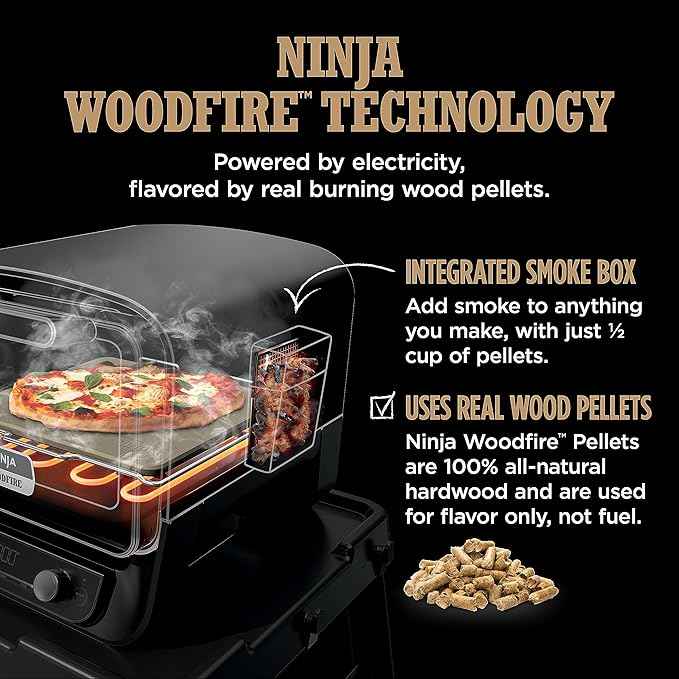 Ninja Woodfire Outdoor Pizza Oven, 8-in-1 Portable Electric Roaster Oven, Heats up to 700°F, 5 Artisan Pizza Settings, Integrated BBQ Smoker Box, Includes Flavored Wood Pellets, Terracotta Red