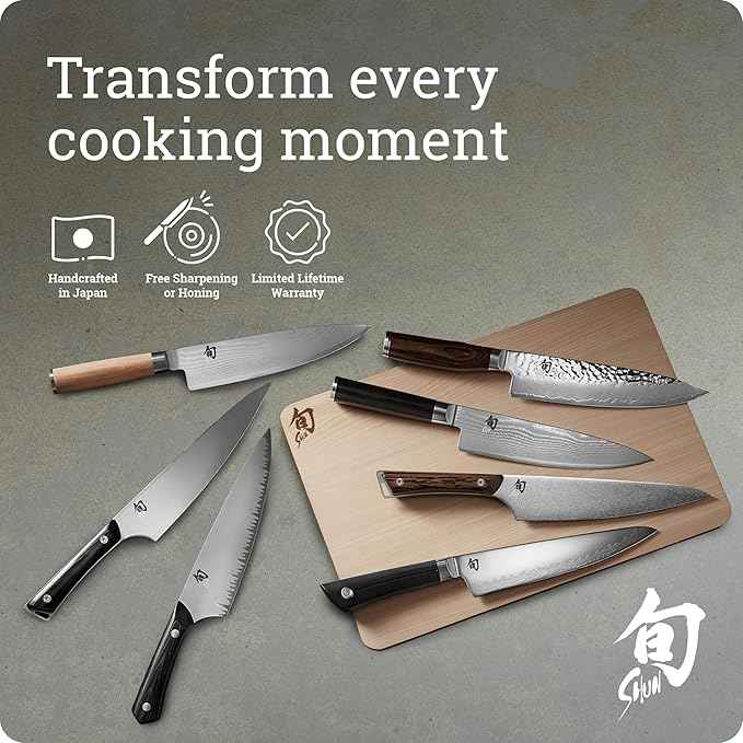 Shun Premier Blonde 7" Santoku Knife, Handcrafted and Hand-Sharpened Japanese All Purpose Knife, VG-MAX Core with Damascus Stainless Steel Cladding, Pakkawood Handle, Versatile Japanese Cutting Tool