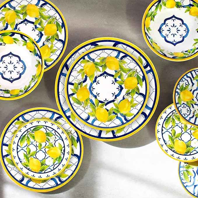 Le Cadeaux 12 Piece Luxury Melamine Dinnerware Set, Service for 4 (Palermo)