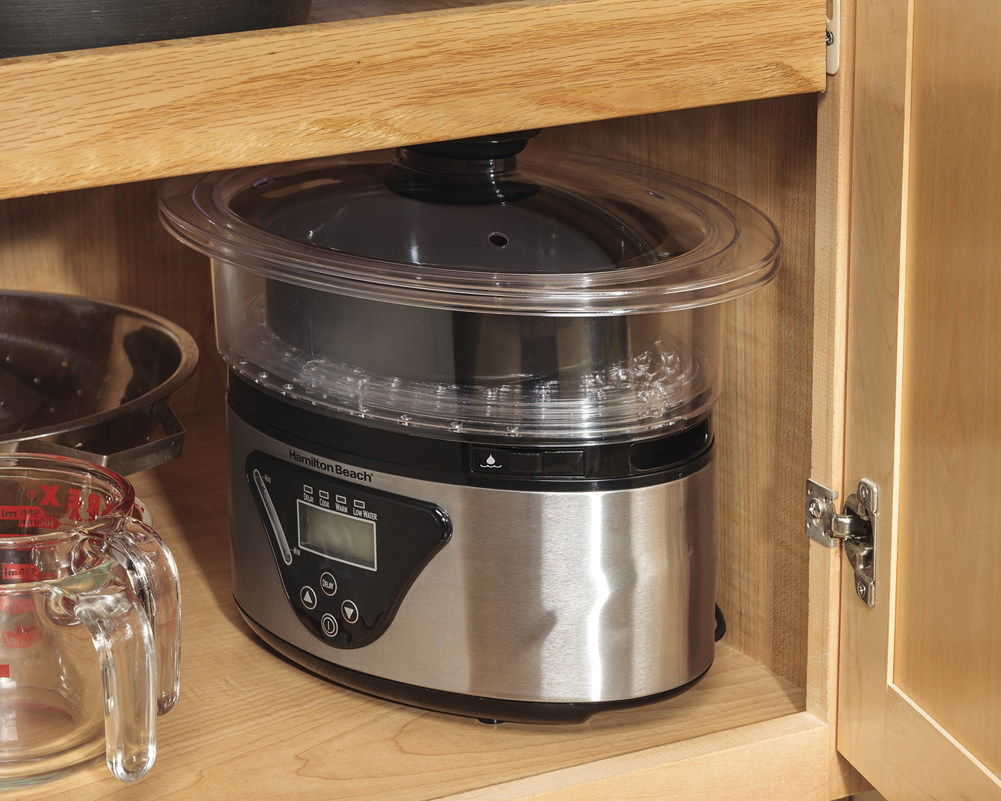 Digital Electric Food Steamer & Rice Cooker for Quick (Black & Stainless Steel / Stackable Two-Tier Bowls, 5.5 Quart)