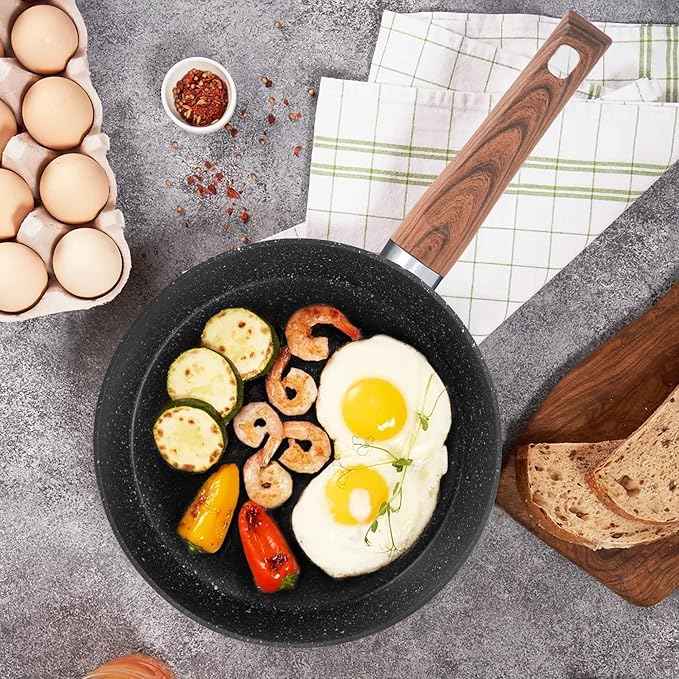 MAISON ARTS 30 Piece Pots and Pans Set Non Stick, Kitchen Cookware & Bakeware Sets with Nonstick Granite Coating, Baking Tray, Frying Pan and Saucepan, Black