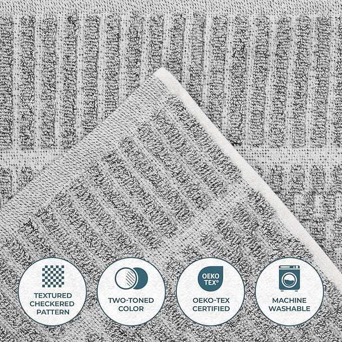 Superior Juno Viscose Cotton Blend Medium Weight Bath Sheets, for Bathroom, Shower, Spa, Plush, Quick Dry, Ultra-Soft Towels, Essentials, Border Detail, Oversized Towels, Set of 2, Charcoal