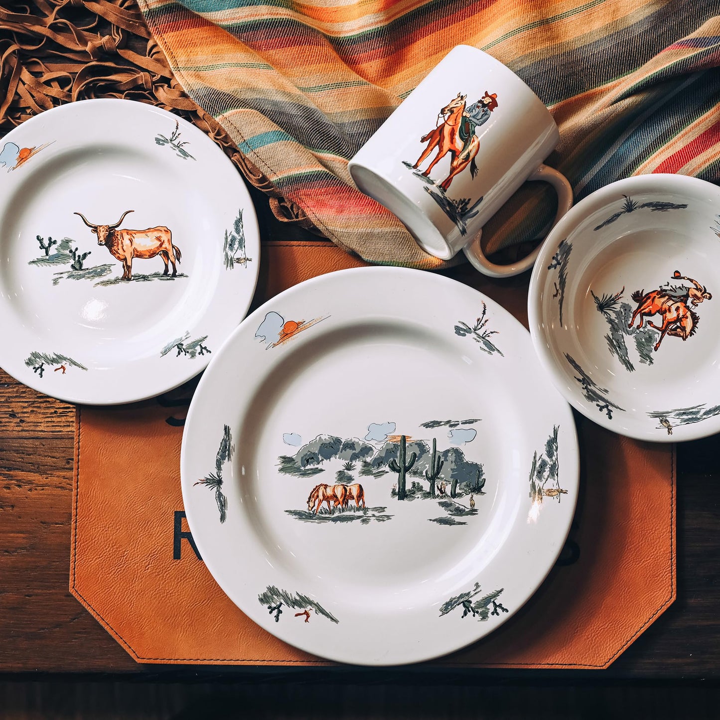 Ranch Life 16 Piece Ceramic Dinnerware Set with Plates (Ranch Life / 16 Piece)