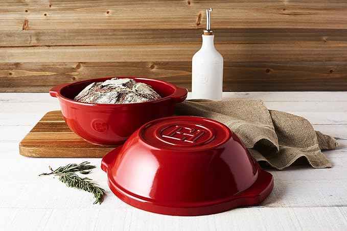 Emile Henry Ceramic Bread/Potato Cooker | Burgundy