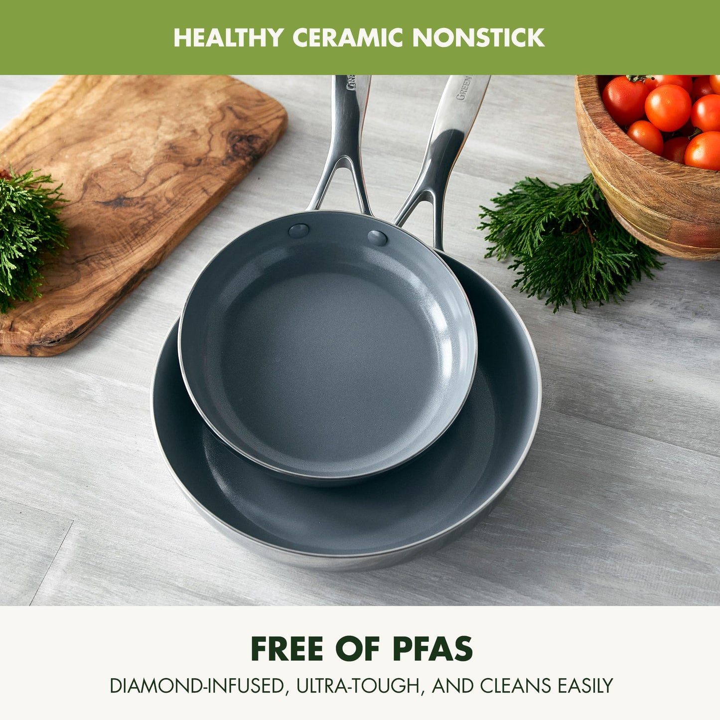 Valencia Pro Ceramic Nonstick 9.5" & 11" Frying Pan Skillet Set (9.5" & 11" Frying Pan Skillet Set / Gray)