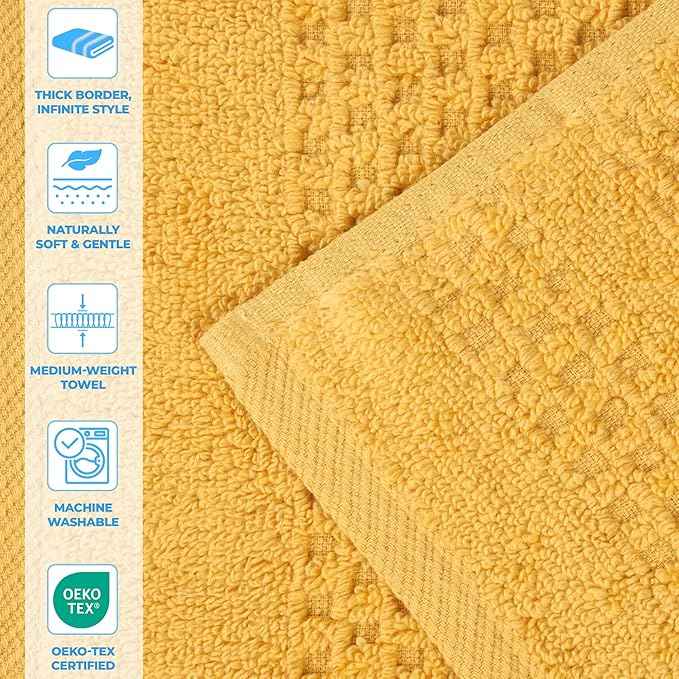 Superior Playa Zero Twist Cotton Medium Weight Towels, for Guest Bath, Bathroom, Shower, Spa, Plush, Quick Dry, Ultra-Soft Towels, Bath Essentials, Waffle Textured, 12 Piece Assorted Towel Set, Gold