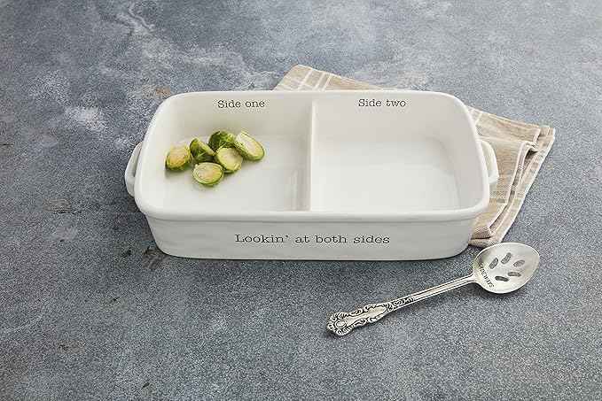 Mud Pie Circa Side Baker Set, White, 2.5" x 8" x 14"