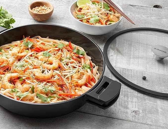 Zavor Noir 7 Piece Cookware Set - Premium Cast Aluminum with Titanium-based Nonstick Ceramic Coating & Detachable Handles - Ultra Lightweight - Induction Ready, Oven Safe & Dishwasher Safe (ZCWNR22)