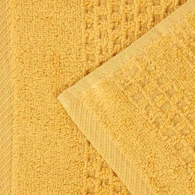 Superior Playa Zero Twist Cotton Medium Weight Towels, for Guest Bath, Bathroom, Shower, Spa, Plush, Quick Dry, Ultra-Soft Towels, Bath Essentials, Waffle Textured, 12 Piece Assorted Towel Set, Gold