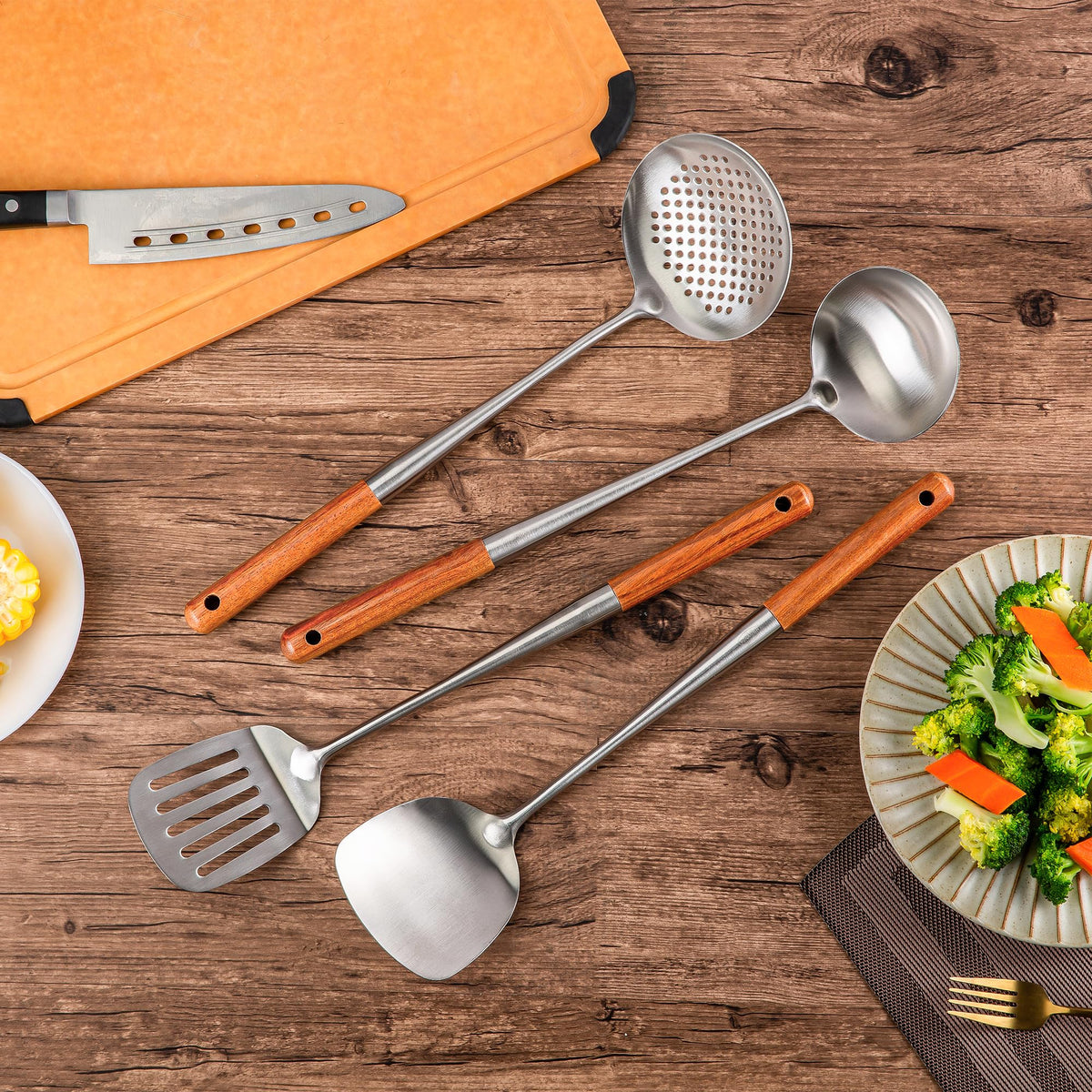 17inch Wok Spatula and Ladle (4 Count)