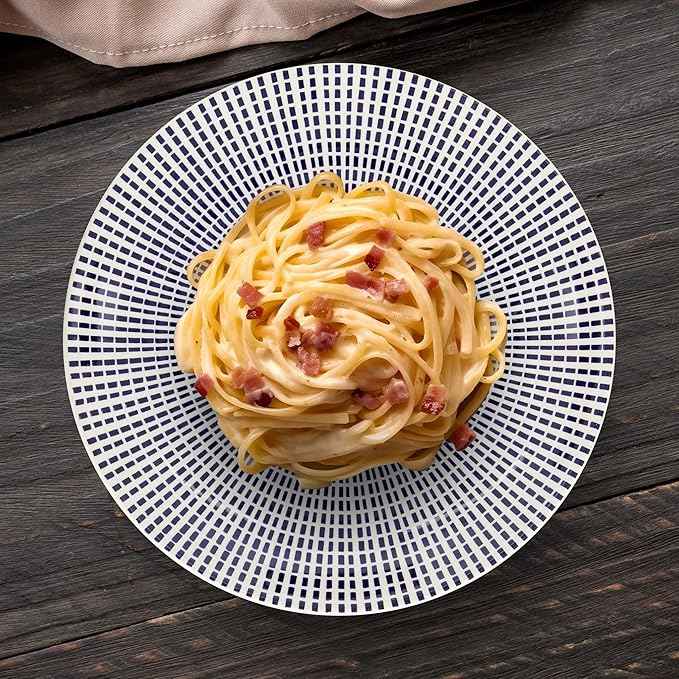 Tudor Royal Collection 12-Piece Round Dinnerware Set, Service for 4, Singapore Design, Blue Spiral, Plates Bowls Dishes, High-Gloss Premium Quality