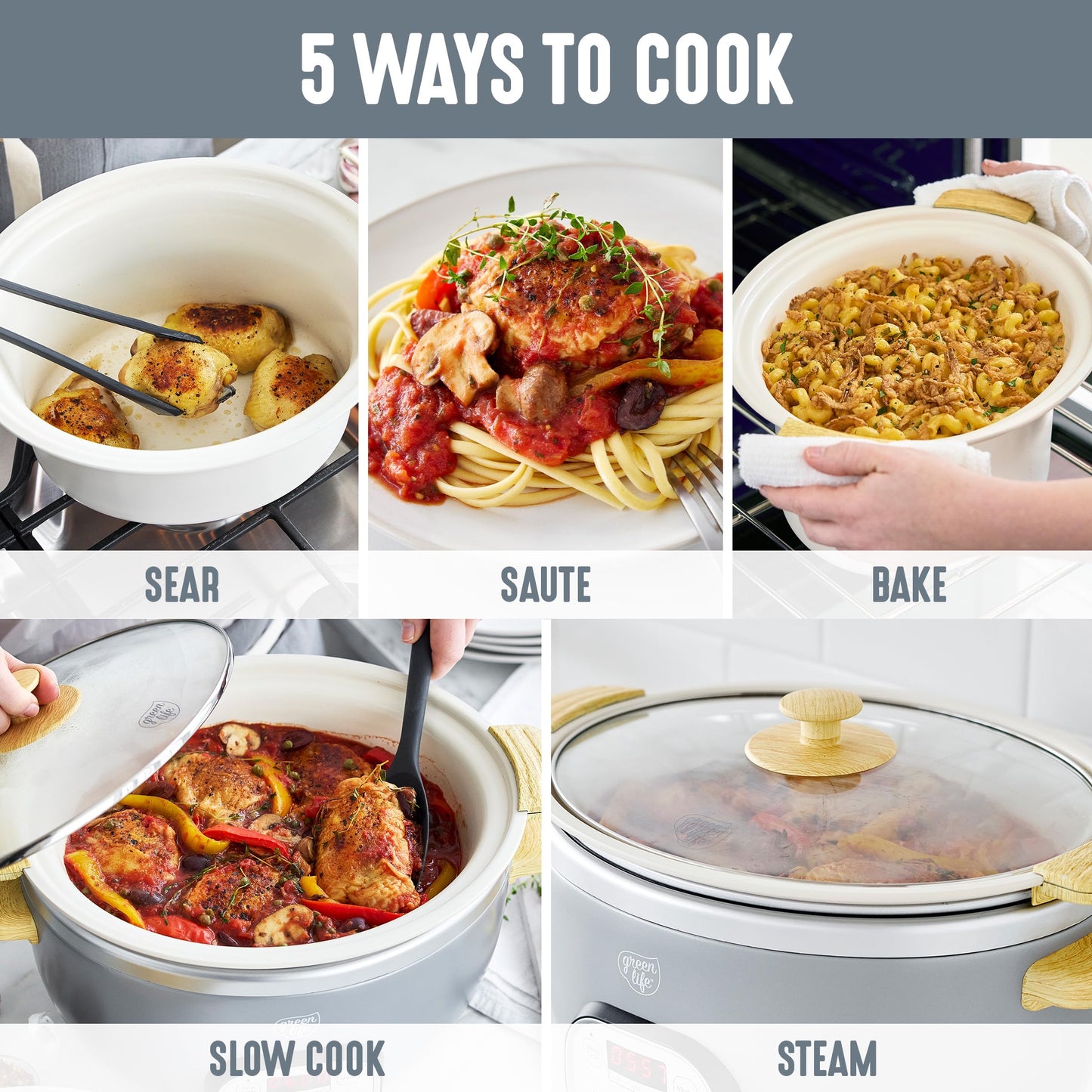6QT Ceramic Nonstick Slow Cooker (Gray / 6 Quarts)