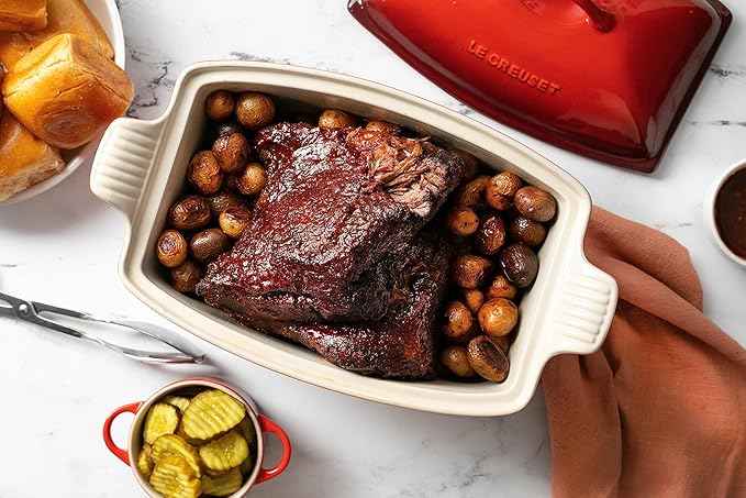 Le Creuset Heritage Stoneware Deep Baker with Lid, 4.5 qt., Oyster