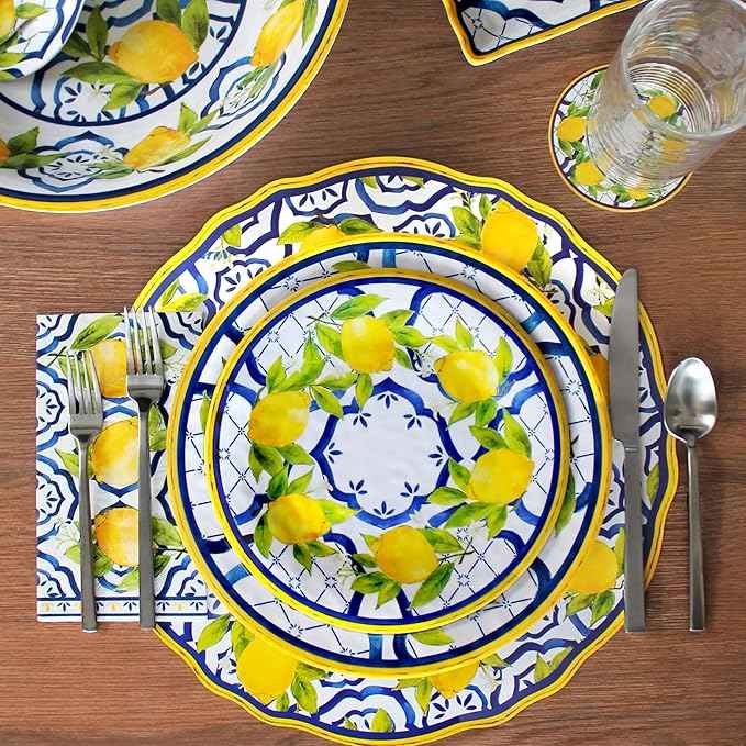 Le Cadeaux 12 Piece Luxury Melamine Dinnerware Set, Service for 4 (Palermo)