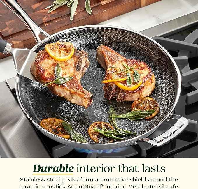 Cuisinart FusionElite+ Hybrid Nonstick Tri-Ply Stainless Steel Cookware Set, 6-Piece Skillet Cooking Set with PURELYSEAR Ceramic Nonstick Technology, Scratch Proof, Cool Grip Handles, Dishwasher Safe
