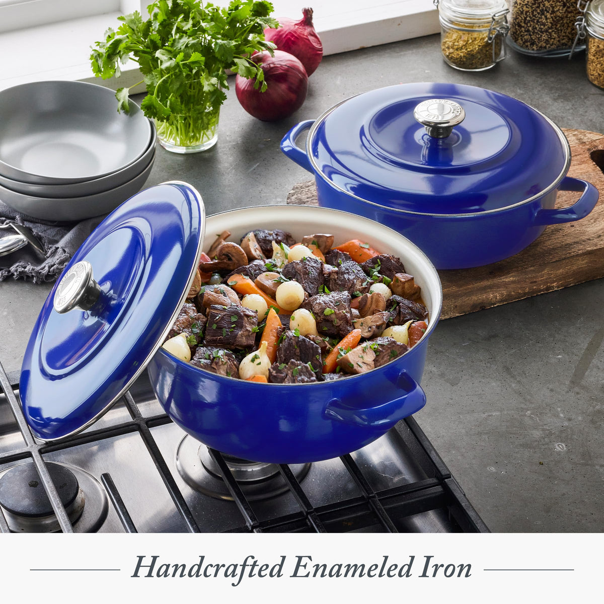 3.7QT & 5.5QT Dutch Ovens with Lids (Cobalt Blue)