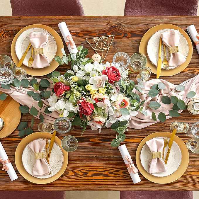 Tanlade 12 Pcs 13 Inch Charger Plates Bulk Round Wedding Chargers Plastic Dinner Plates for Table Setting Wedding Party Decoration (Gold)