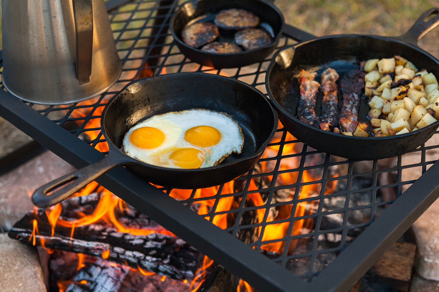 Heavy Duty Portable Camping Grill Grate for Outdoor Open Flame Cooking