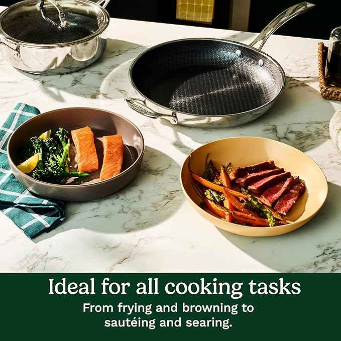 Cuisinart FusionPlus Hybrid Nonstick Stainless Steel Cookware, 3.5-Quart Sauté Pan with Cover and Helper, PFAS-Free PURELYSEAR Ceramic Technology, Scratch Proof, Cool Grip Handles, Dishwasher Safe