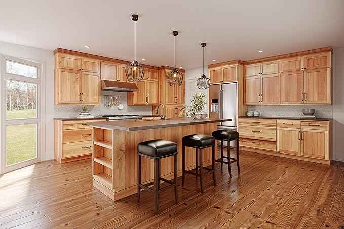 Quicklock RTA (Ready-to-Assemble) 42" Tall Wall Kitchen Cabinets - Shaker Style | 100% Hardwood | Made in America | Soft Close Hardware (Rustic Hickory, 12" D x 9" W x 42" H)