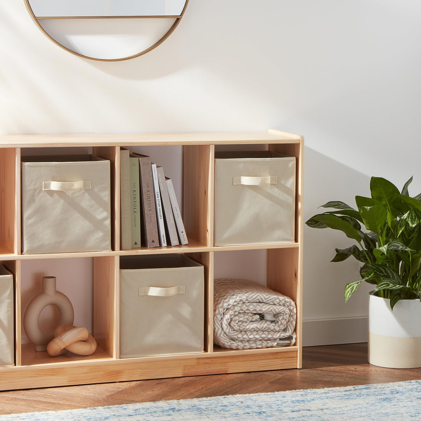 Collapsible Fabric Storage Cubes Organizer with Handles (Beige / 10.5"x10.5"x11")