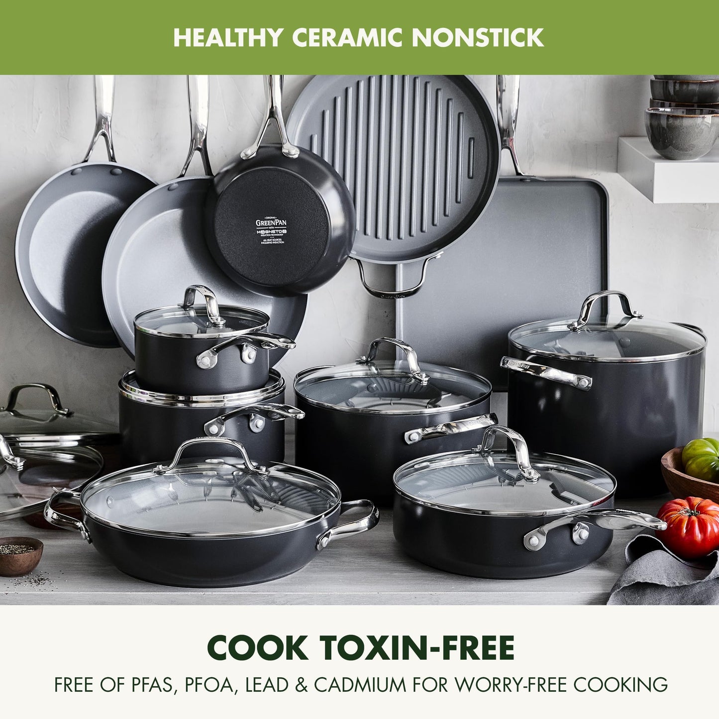 Valencia Pro 22 Piece Cookware Set Ceramic Nonstick Pots & Pans