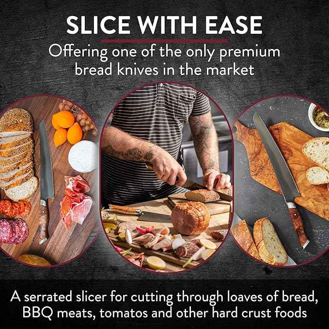 STEELPORT 10 Inch Bread Knife – Heirloom Quality Carbon Steel Serrated Knife for Sourdough, Artisan Loaves | Handmade Bread Cutting Tool with contoured Oregon Big Leaf Maple Burl Handle | Made in USA