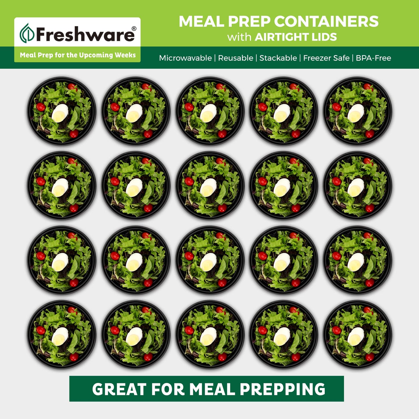Meal Prep Bowl Containers [30 Pack] Plastic Bowls with Lids for Soup and Salad (Black / 28OZ-30PK)