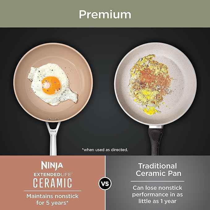 Ninja Pots and Pans Set Non Stick | Extended Life Premium Ceramic Cookware Set | 9-Piece Nonstick | PTFE Free | Oven Safe to 550°F | Induction Compatible | Frying Pan x3 | Cooking Pot x3 | CW99009