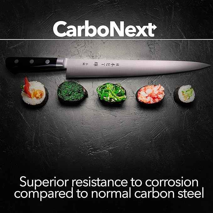 Kagayaki CarboNext Japanese Chef’s Knife, KC-10ES Professional Sujihiki Knife, High Carbon Tool Steel Pro Kitchen Knife with Ergonomic Pakka Wood Handle, 11.8 inch