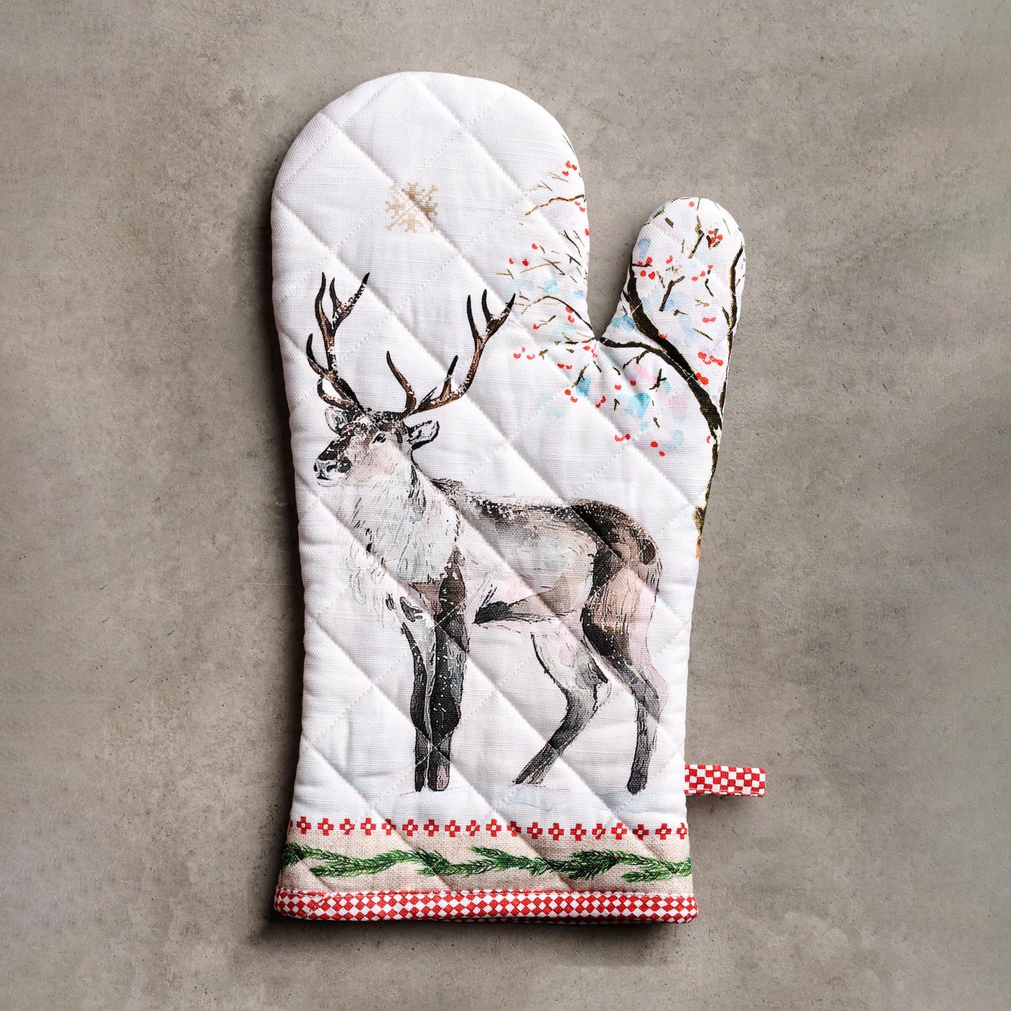 Maison d'Hermine Oven Gloves 100% Cotton Oven Mitt (116 - Rural Christmas / 7.5" x 13" (Oven Mitt))
