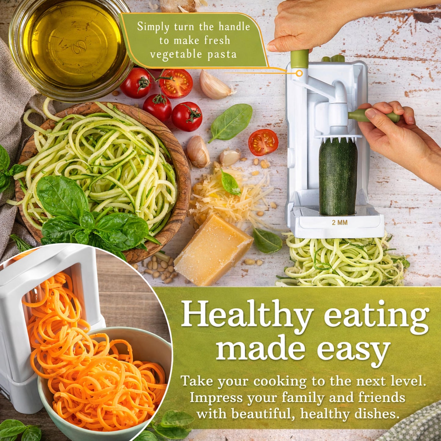 5 Blade Vegetable Spiralizer & Veggie Noodle Maker (White ( 5 Blades ))
