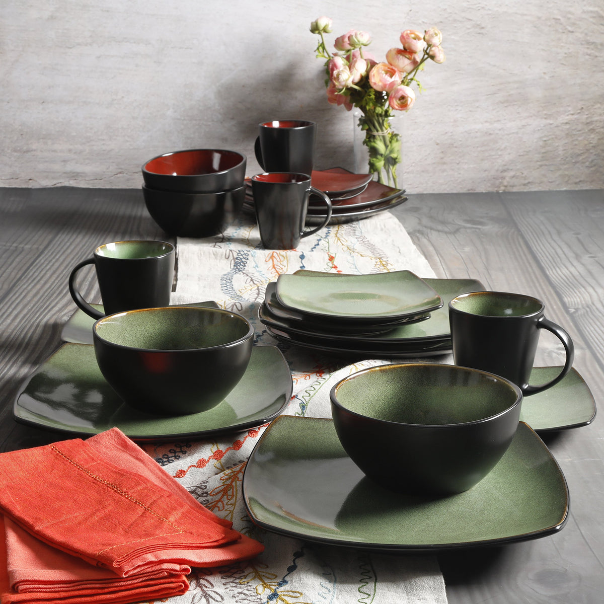 Soho Lounge 16 Piece Dinnerware Set (Service for 4 (16pcs) / Green (Soho Lounge))