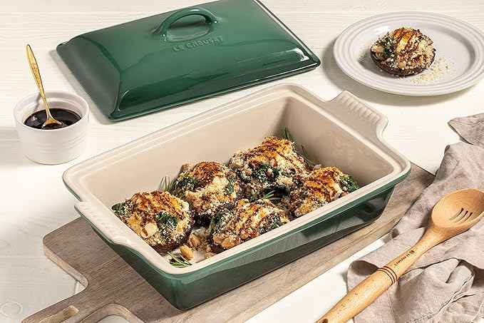 Le Creuset Stoneware Heritage Rectangular Covered Casserole, 4 qt., Olive