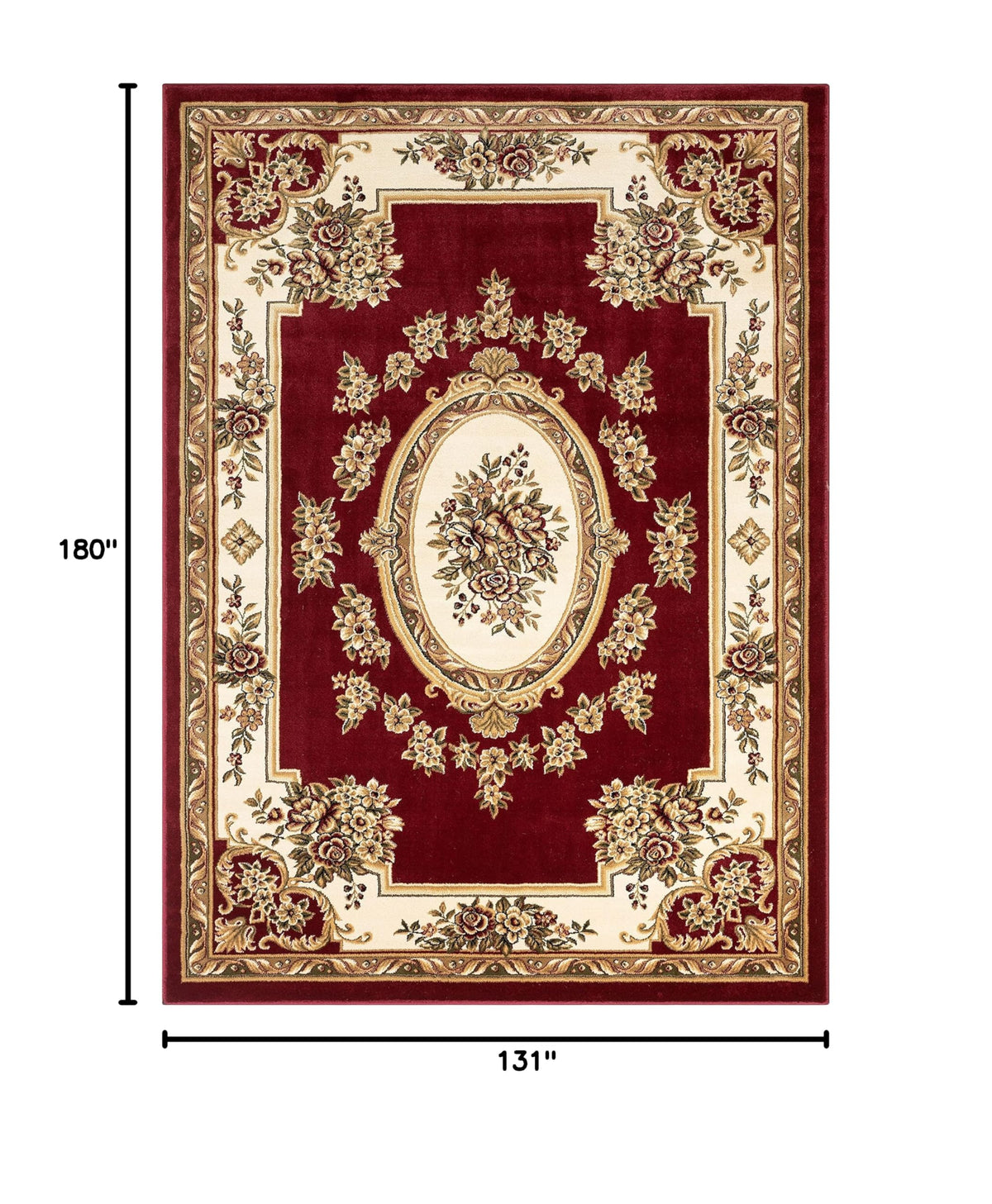 Timeless Collection Le Petit Palais Red 11x15 Luxurious Traditional French Aubusson Medallion Oriental Area Rug Perfect for Living Room Bedroom or Dining Room Easy (15' x 10'11" (Rectangular) / Red)