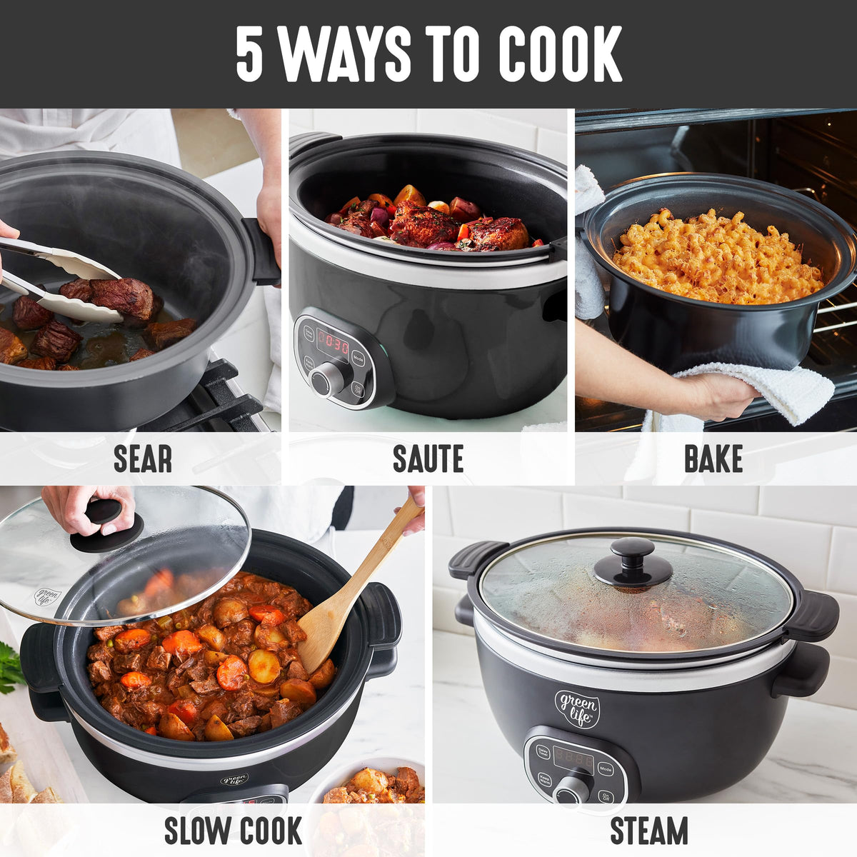 8QT Ceramic Nonstick Slow Cooker (Black / 8 Quarts)